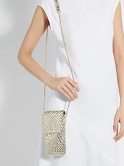 Dune London Gold Saff Woven Phone Cross-Body Bag - Image 5 of 5