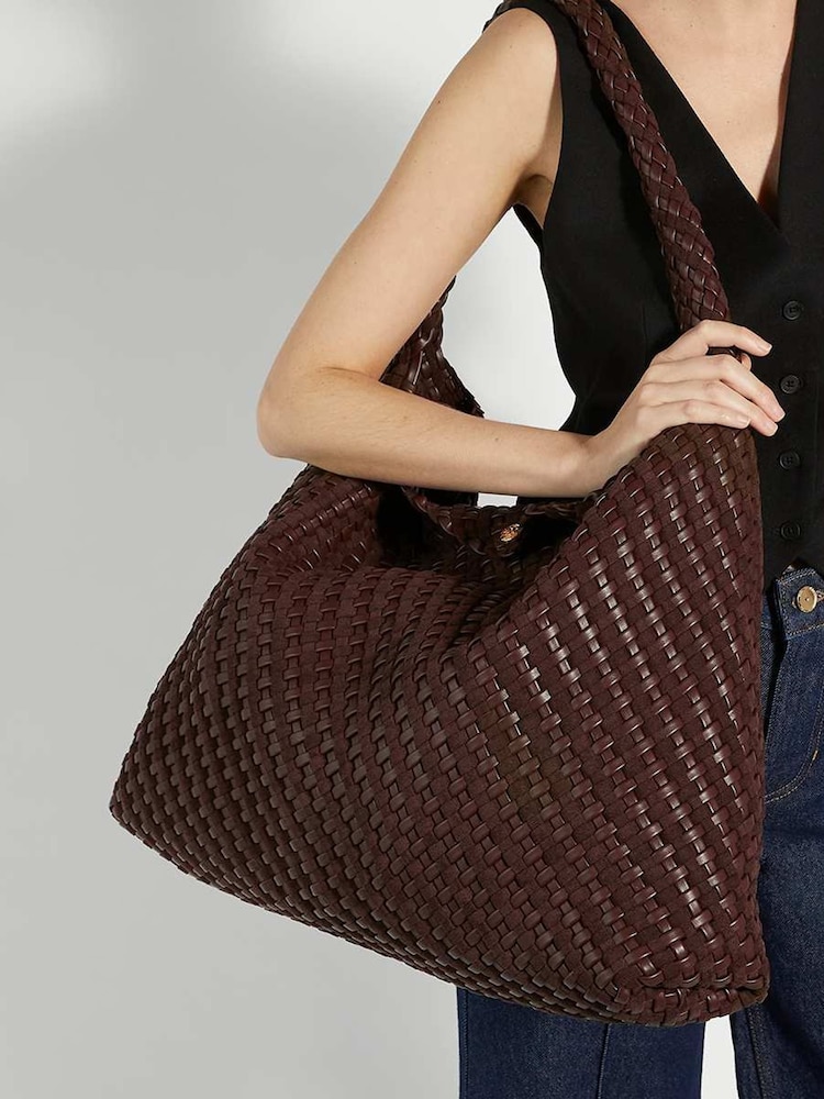 Dune London Tan Brown Deliberate Xl Woven Slouch Bag - Image 5 of 5