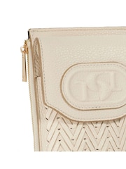 Dune London Cream Dove Samely Debossed Logo Phone Cross-Body Bag - Image 3 of 5