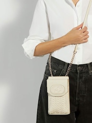 Dune London Cream Dove Samely Debossed Logo Phone Cross-Body Bag - Image 5 of 5
