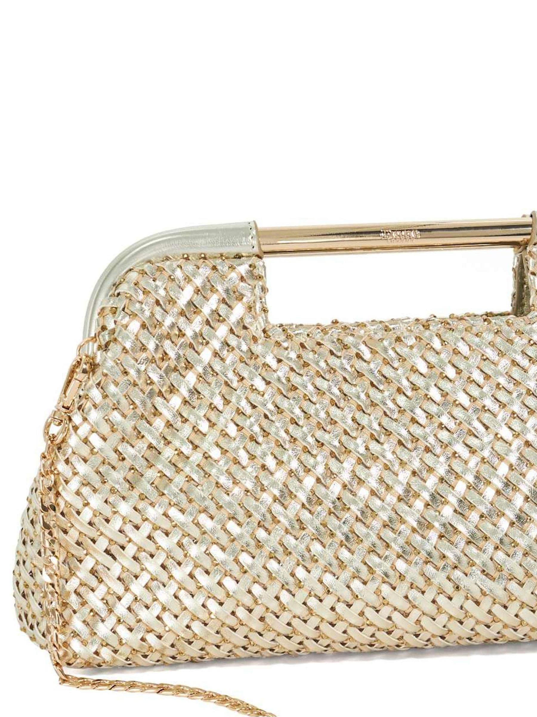Buy Dune London Gold Expression Woven Diamante Clutch from Next Canada