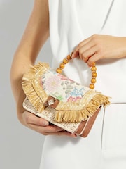 Dune London Natural Blooms Flower Bead Top Handle Bag - Image 1 of 5