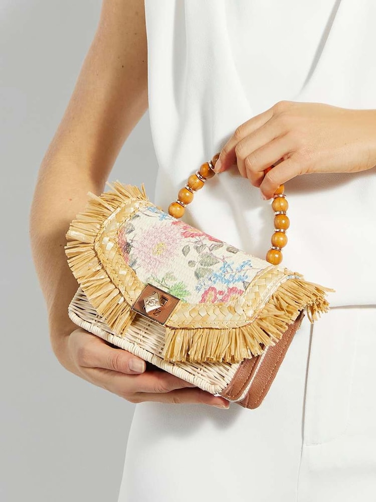 Dune London Natural Blooms Flower Bead Top Handle Bag - Image 1 of 5