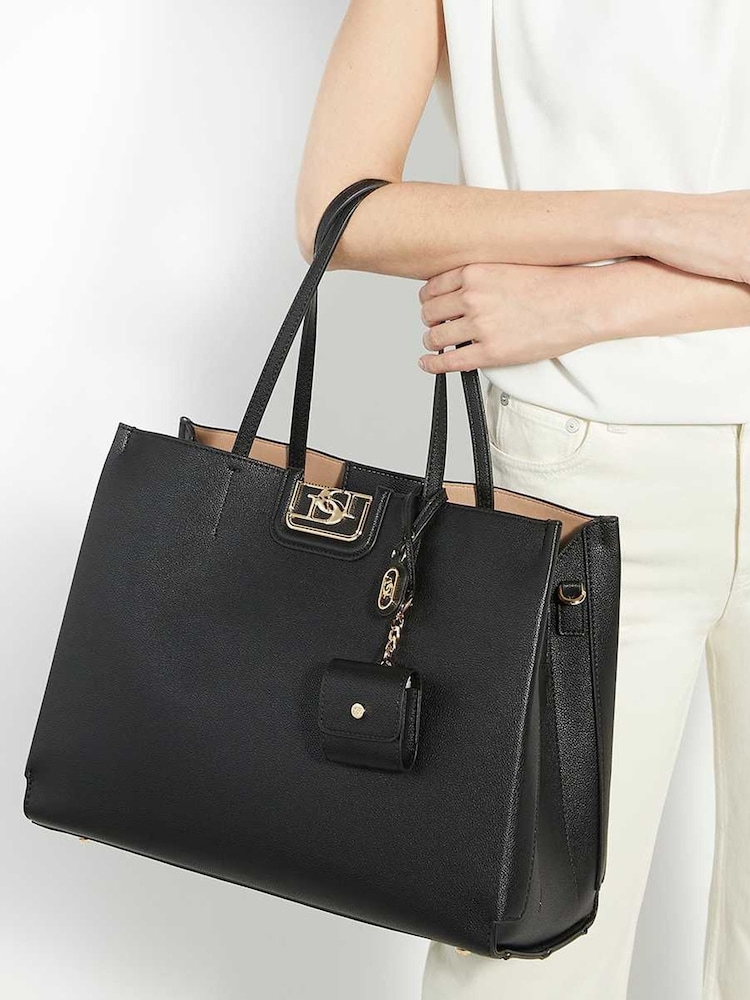 Dune London Black Large Direct 3 Part Tote Bag - Image 1 of 5