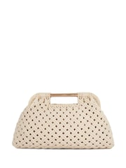 Dune London Cream Elsabeth Raffia Frame Clutch Bag - Image 3 of 5