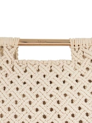 Dune London Cream Elsabeth Raffia Frame Clutch Bag - Image 4 of 5