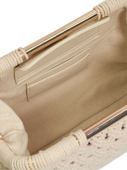 Dune London Cream Elsabeth Raffia Frame Clutch Bag - Image 5 of 5