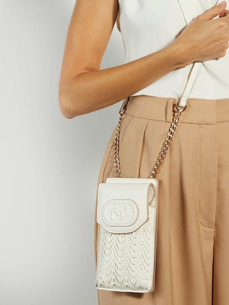 Dune London White Samely Debossed Logo Phone Cross-Body Bag - Image 5 of 5