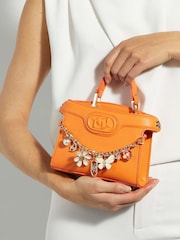 Dune London Orange White Dinkydeliberate Mini Woven Slouch Crossbody Bag - Image 5 of 5