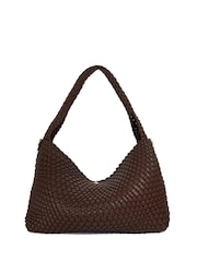 Dune London Dark  Brown Deliberate Large Woven Slouch Bag - Image 6 of 8