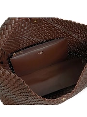 Dune London Dark  Brown Deliberate Large Woven Slouch Bag - Image 7 of 8
