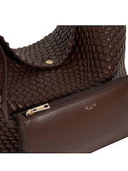Dune London Dark  Brown Deliberate Large Woven Slouch Bag - Image 8 of 8