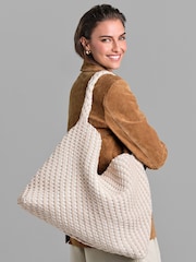 Dune London Cream Deliberate Xl Xl Woven Slouch Bag - Image 1 of 6