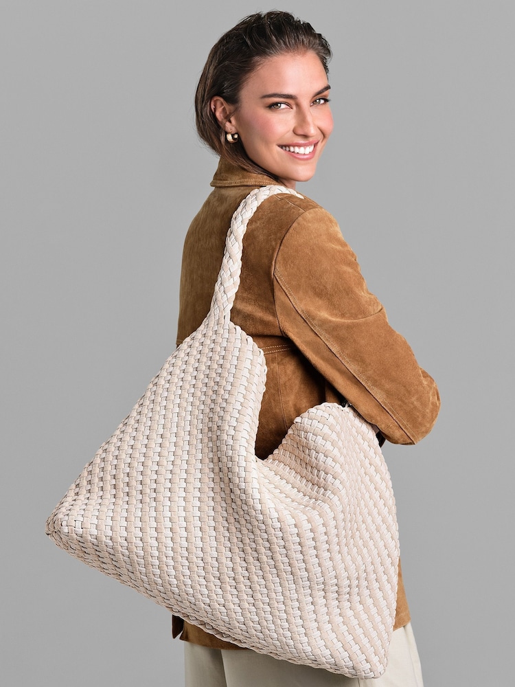Dune London Cream Deliberate Xl Xl Woven Slouch Bag - Image 1 of 6
