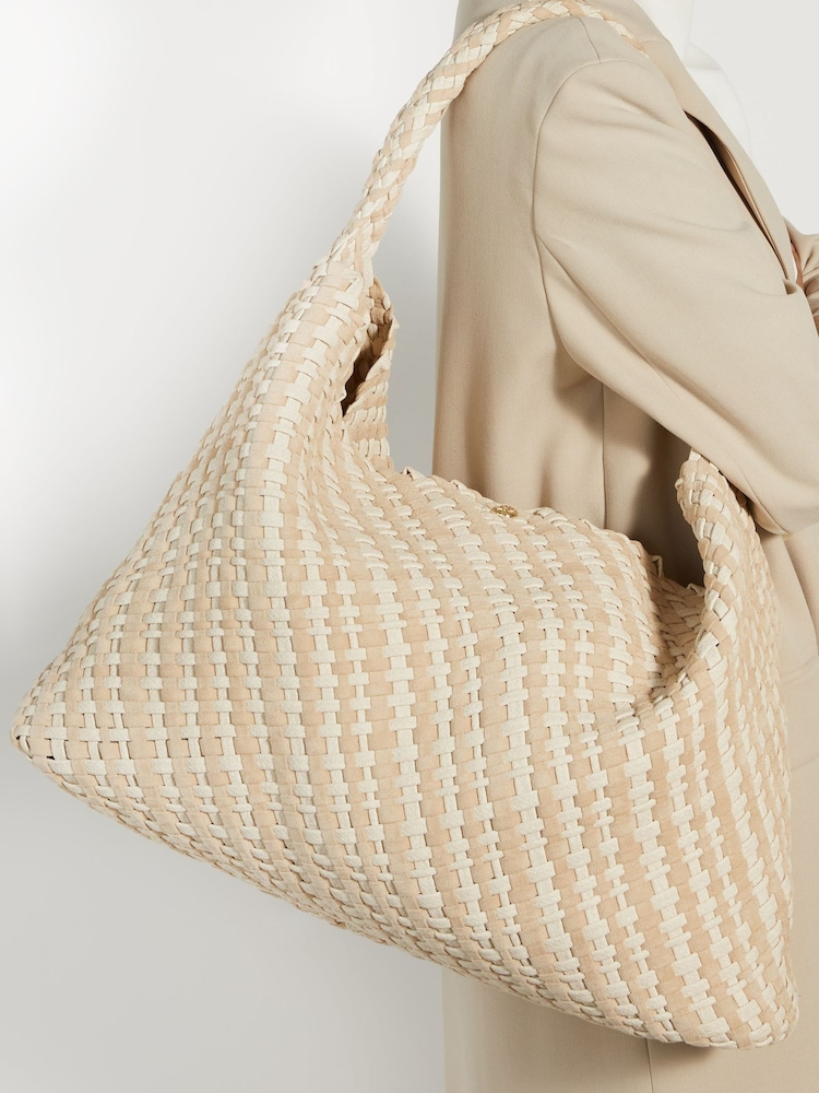 Dune London Cream Deliberate Xl Xl Woven Slouch Bag - Image 2 of 6
