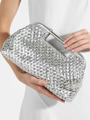 Dune London Silver Expression Woven Diamante Clutch - Image 1 of 5