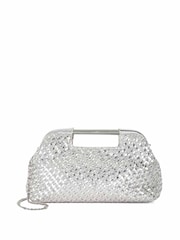Dune London Silver Expression Woven Diamante Clutch - Image 2 of 5