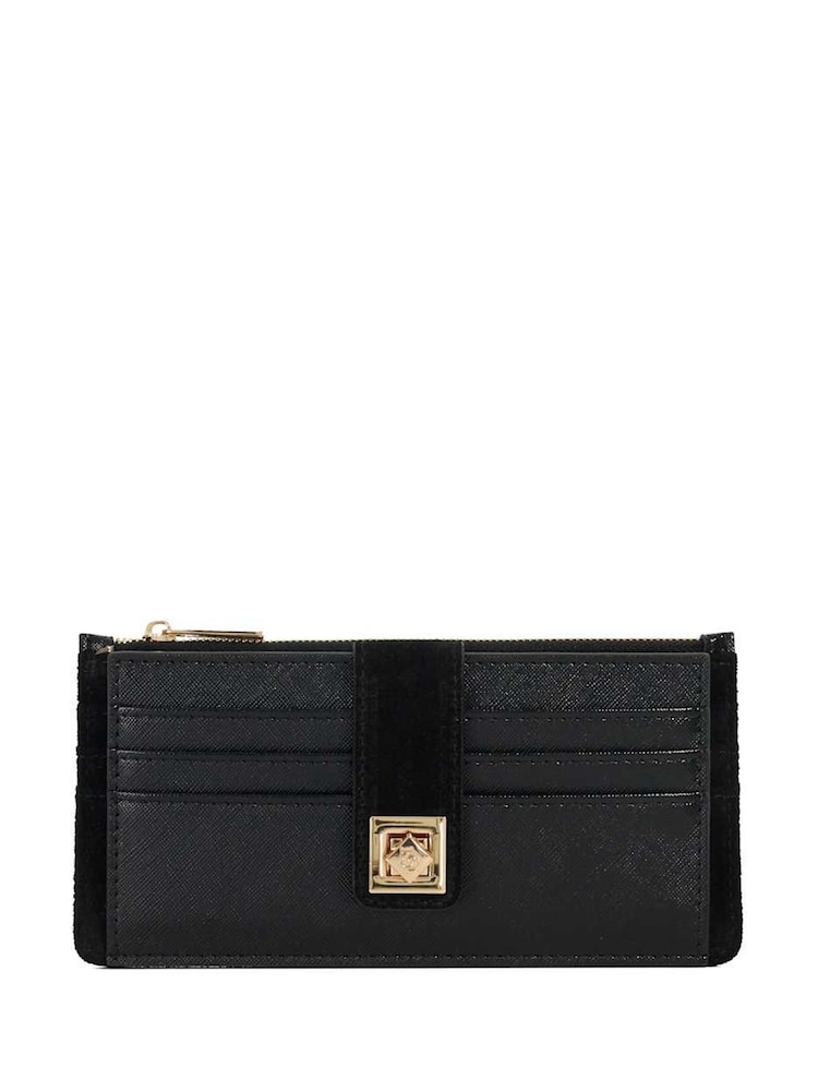 Dune London Black Chrome Karlos Long Turn Lock Purse - Image 1 of 4