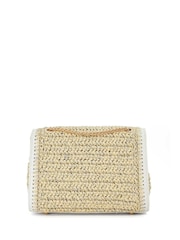 Dune London White Delphinium Raffia Turnlock Shoulder Bag - Image 2 of 5