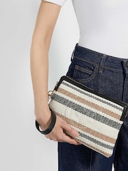 Dune London Mid Natural Slay Canvas Wristlet Pouch - Image 1 of 5