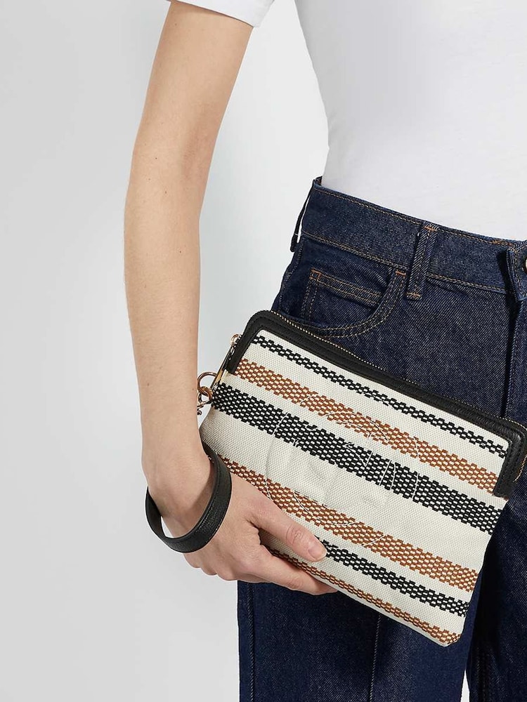 Dune London Mid Natural Slay Canvas Wristlet Pouch - Image 1 of 5