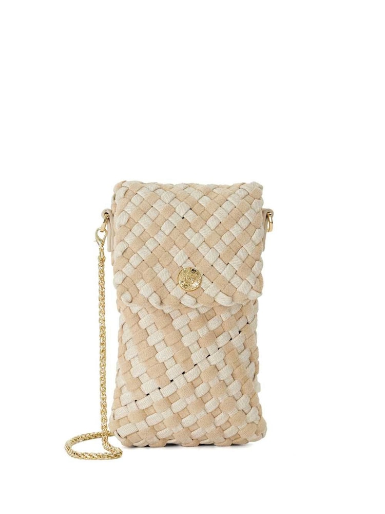 Dune London Cream Saff Woven Phone Cross-Body Bag - Image 2 of 5