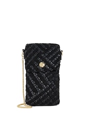 Dune London Black Saff Woven Phone Cross-Body Bag - Image 2 of 5