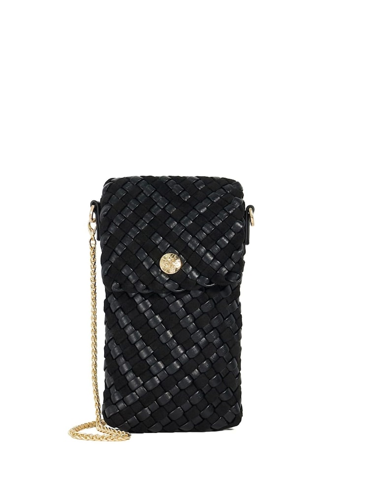 Dune London Black Saff Woven Phone Cross-Body Bag - Image 2 of 5
