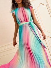 Love & Roses Pink Ombre Ruffle Detail Midi Dress - Image 2 of 4