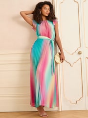 Love & Roses Pink Ombre Ruffle Detail Midi Dress - Image 4 of 4