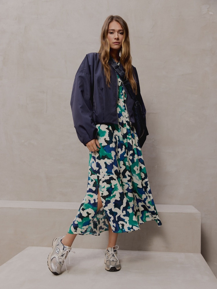 Smith & Soul Blue Abstract Print Midi Dress - Image 1 of 6