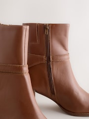 Tan Brown Leather Forever Comfort® Hardware Trim Ankle Boots - Image 1 of 5