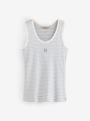 Smith & Soul White And Blue Stripe Cotton Rib Tank Top - Image 6 of 6
