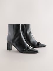 Black Forever Comfort® Point Chisel Toe Block Heel Buckle Detail Boots - Image 2 of 10