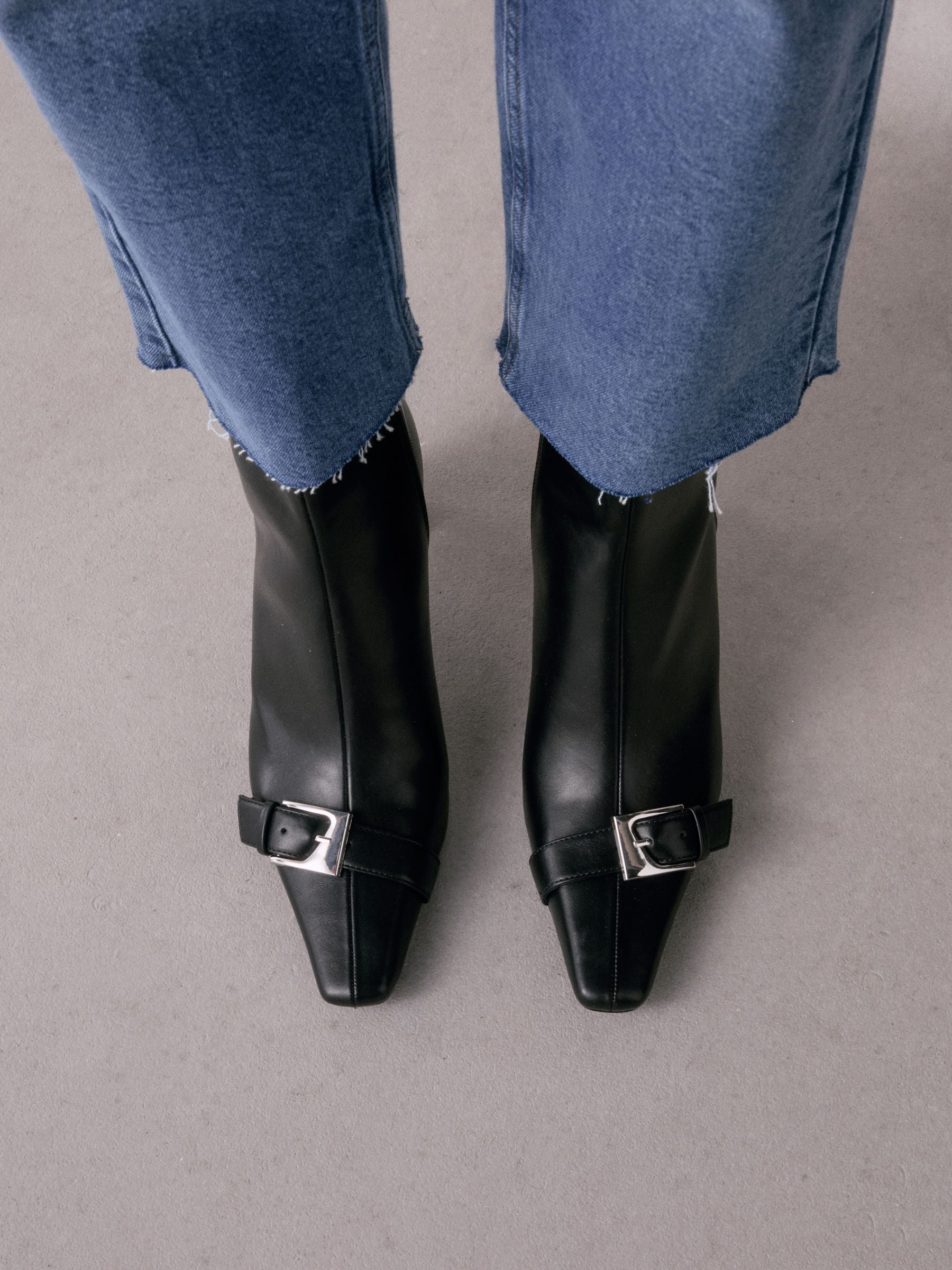 Buy Black Forever Comfort® Point Chisel Toe Block Heel Buckle