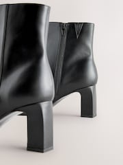 Black Forever Comfort® Point Chisel Toe Block Heel Buckle Detail Boots - Image 5 of 10