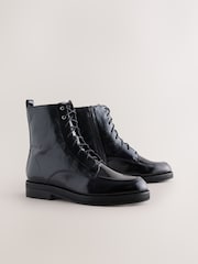 Black Crinkled Patent Leather Forever Comfort® Lace Up Ankle Boots - Image 5 of 9