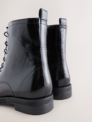 Black Crinkled Patent Leather Forever Comfort® Lace Up Ankle Boots - Image 7 of 9