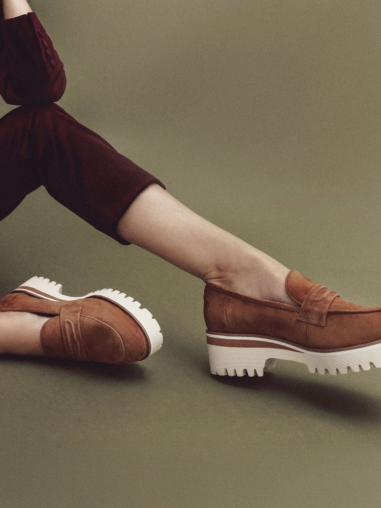 Moda in Pelle Ebonee Cleated Wedge Leather Loafers Featuring Snaffle Trim - Image 1 of 4