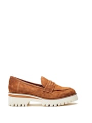 Moda in Pelle Ebonee Cleated Wedge Leather Loafers Featuring Snaffle Trim - Image 2 of 4