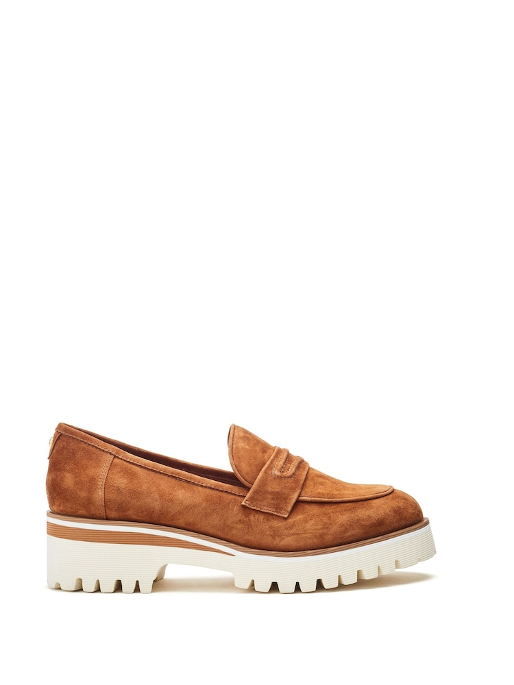 Moda in Pelle Ebonee Cleated Wedge Leather Loafers Featuring Snaffle Trim - Image 2 of 4