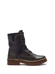Moda In Pelle Odcombe Elastic Top Lace Up Biker Boots - Image 2 of 5