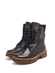 Moda In Pelle Odcombe Elastic Top Lace Up Biker Boots - Image 3 of 5