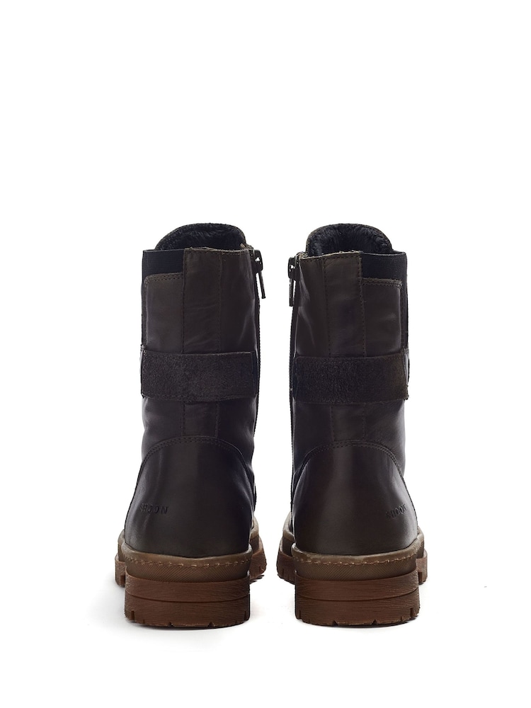 Moda In Pelle Odcombe Elastic Top Lace Up Biker Boots - Image 4 of 5