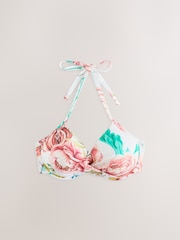 White Floral/Lime Print Padded Wired Bikini Tops 2 Pack - Image 3 of 5