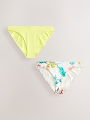 White Floral/Lime - Spodnji del bikinija z visokimi nogami 2 komplet - Slika 1 iz 9