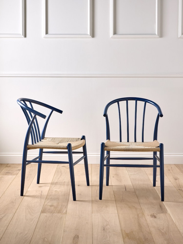 Jasper Conran London Set of 2 Navy Blue Bray Dining Chairs - Image 1 of 6 Jasper Conran London Set of 2 Navy Blue Bray Dining Chairs - Image 1 of 6