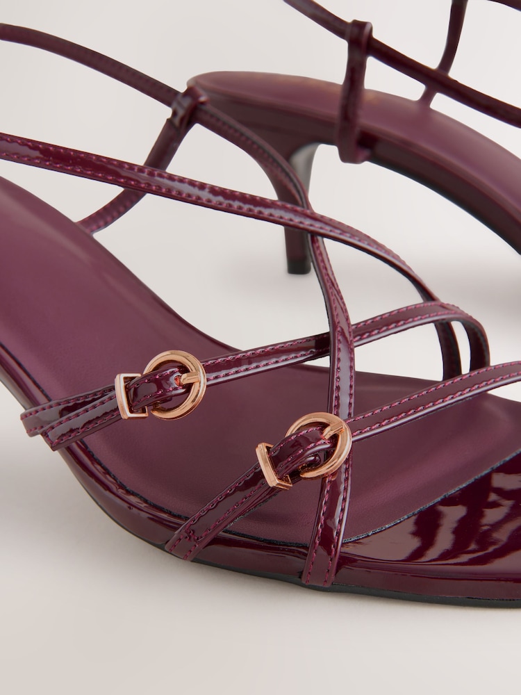 Burgundy Red Forever Comfort® Multi Buckle Strappy Kitten Heels - Image 15 of 15