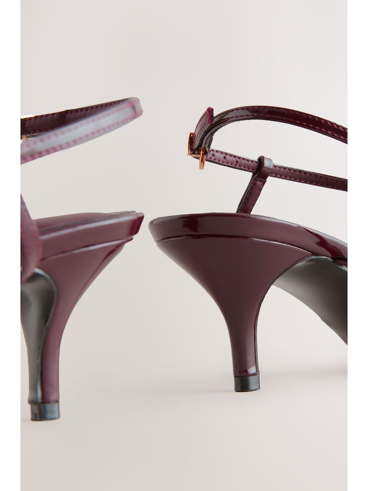 Burgundy Red Forever Comfort® Multi Buckle Strappy Kitten Heels - Image 1 of 15