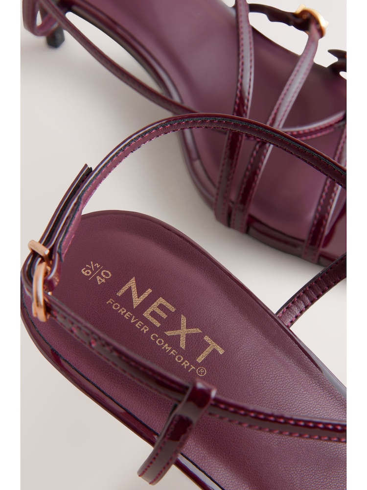 Burgundy Red Forever Comfort® Multi Buckle Strappy Kitten Heels - Image 2 of 15